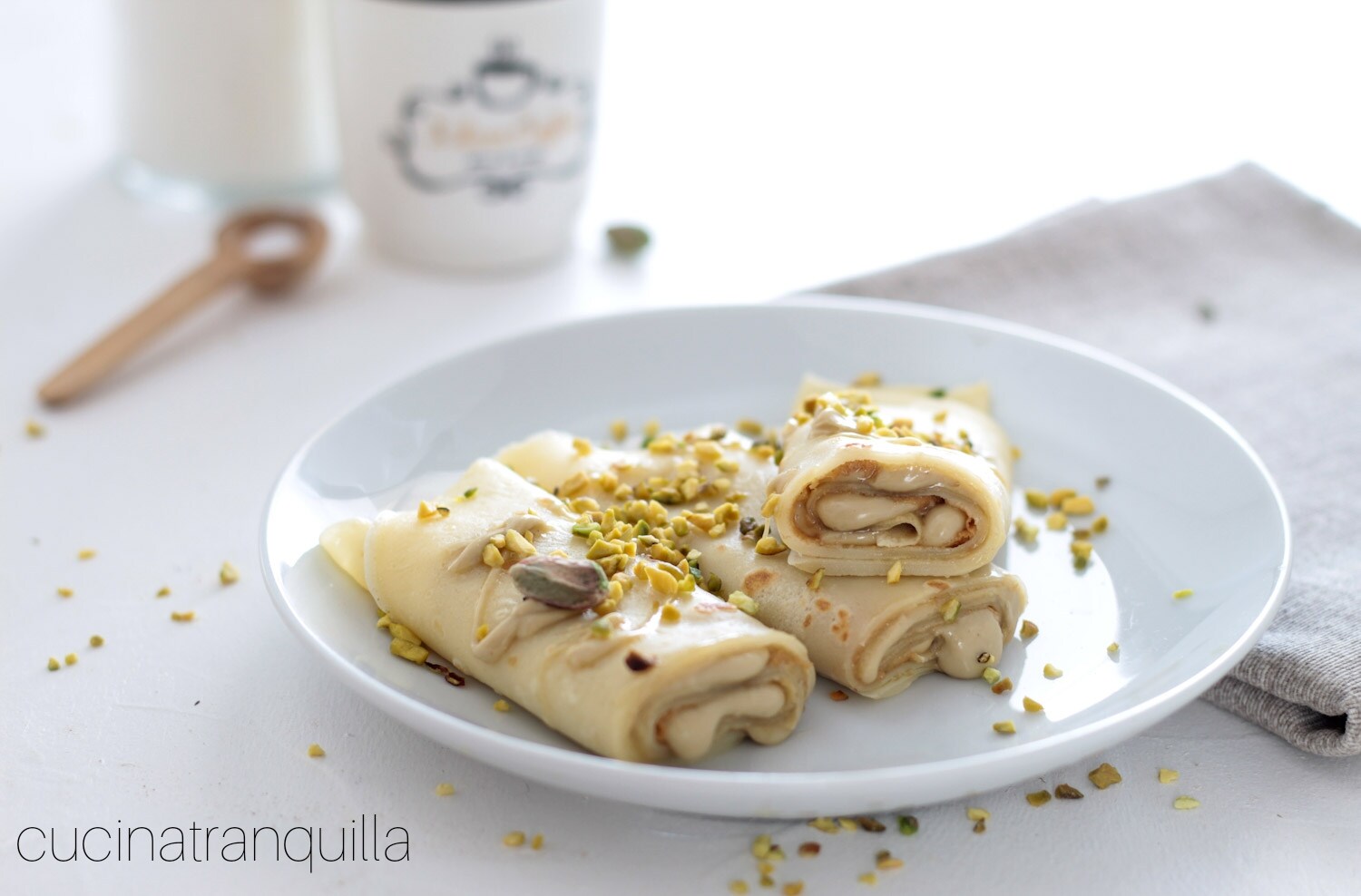 Crepes com creme de pistache