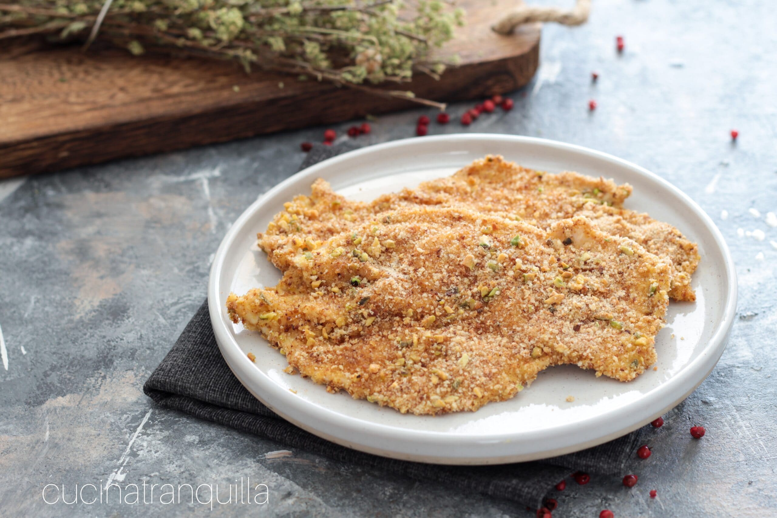 Costeletas de frango com pistache