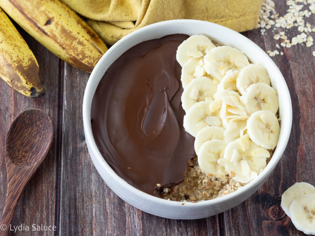 porridge de chocolate e banana sem cozimento