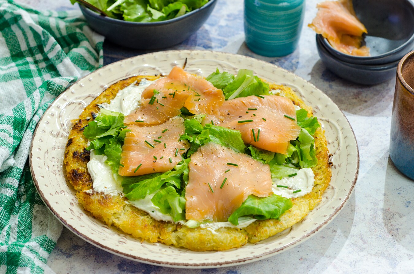 Rosti de batata com salmão defumado