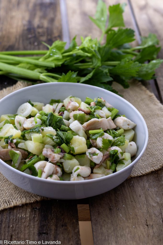 salada de polvo e batatas