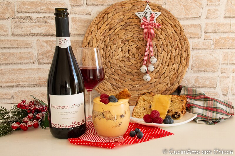 Sobremesa de panetone com zabaione ao Brachetto d'Acqui