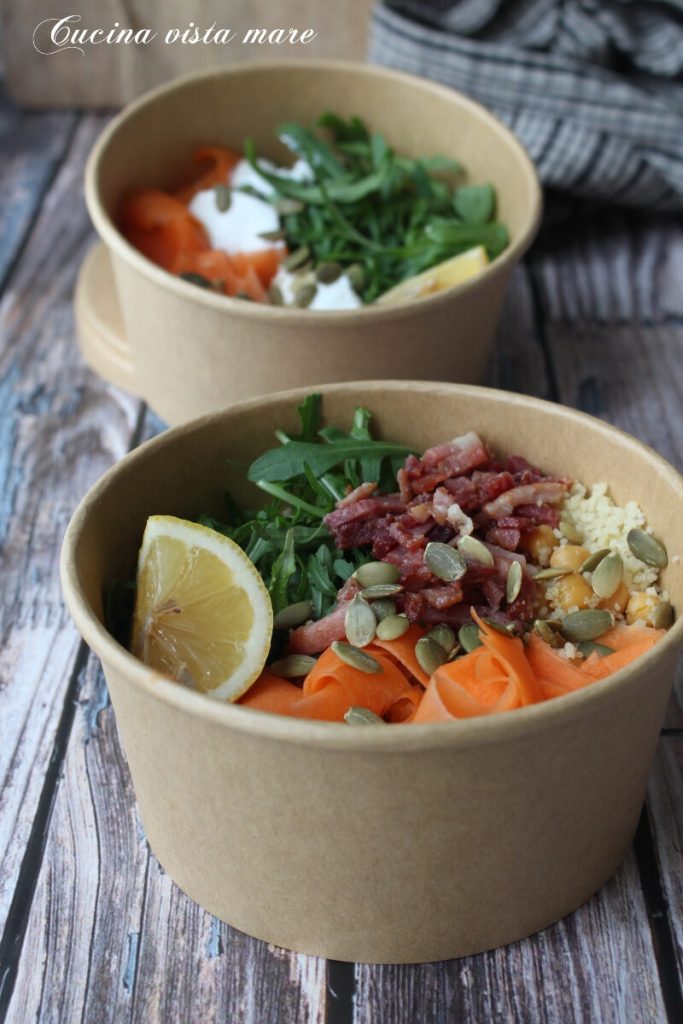 Salada de cenoura com grão-de-bico e cuscuz Cozinha vista mar