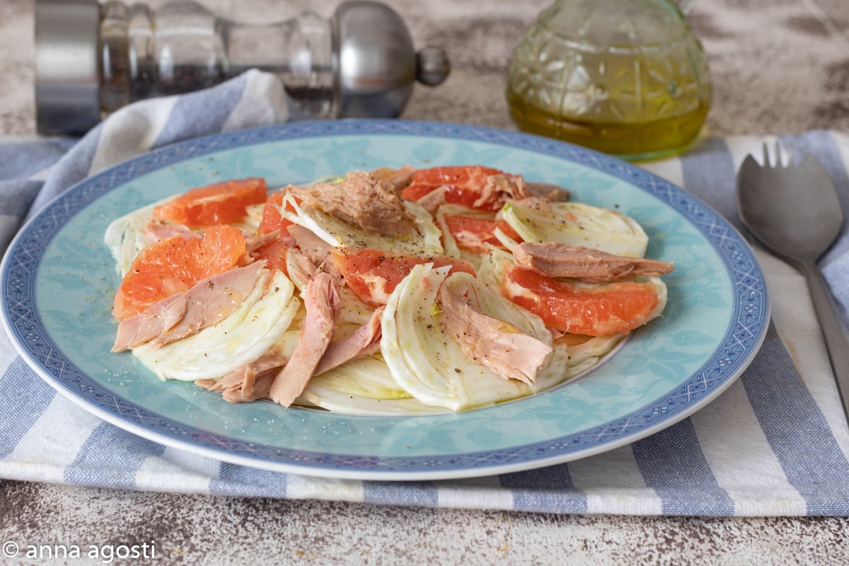 Salada de funcho e toranja com atum receita sem cozimento