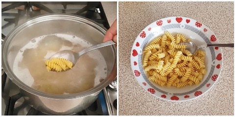 macarrão frio com grão-de-bico e abobrinha
