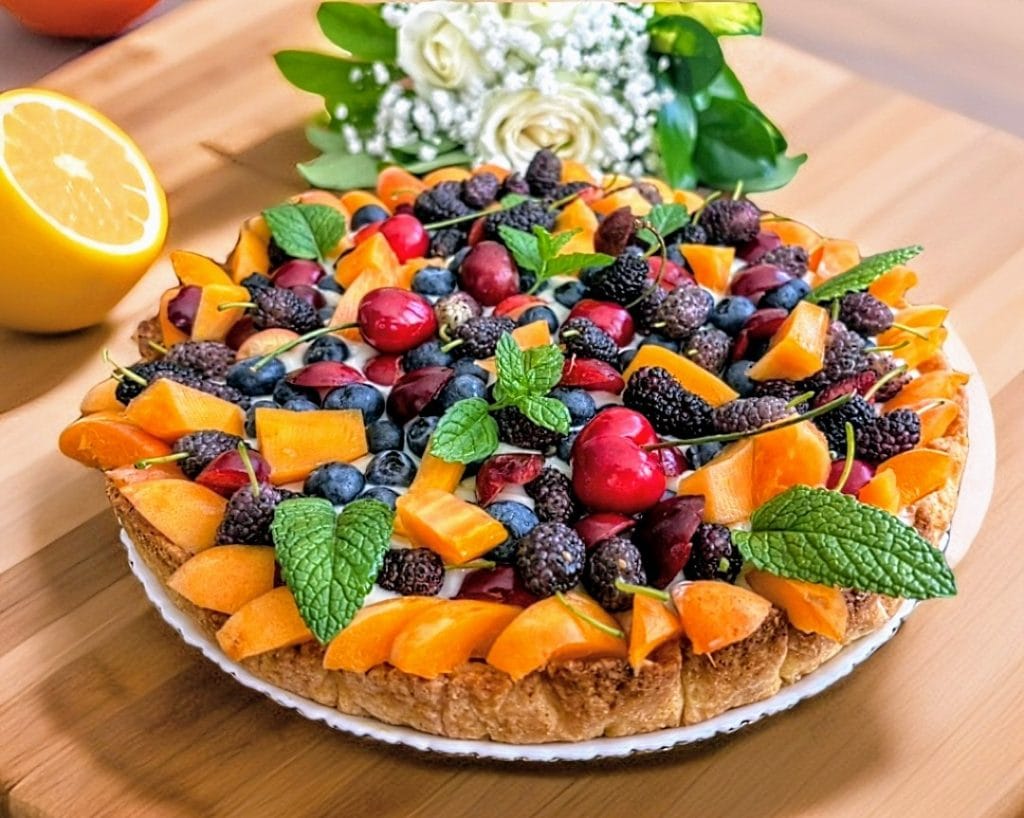 A torta de frutas com massa folhada light