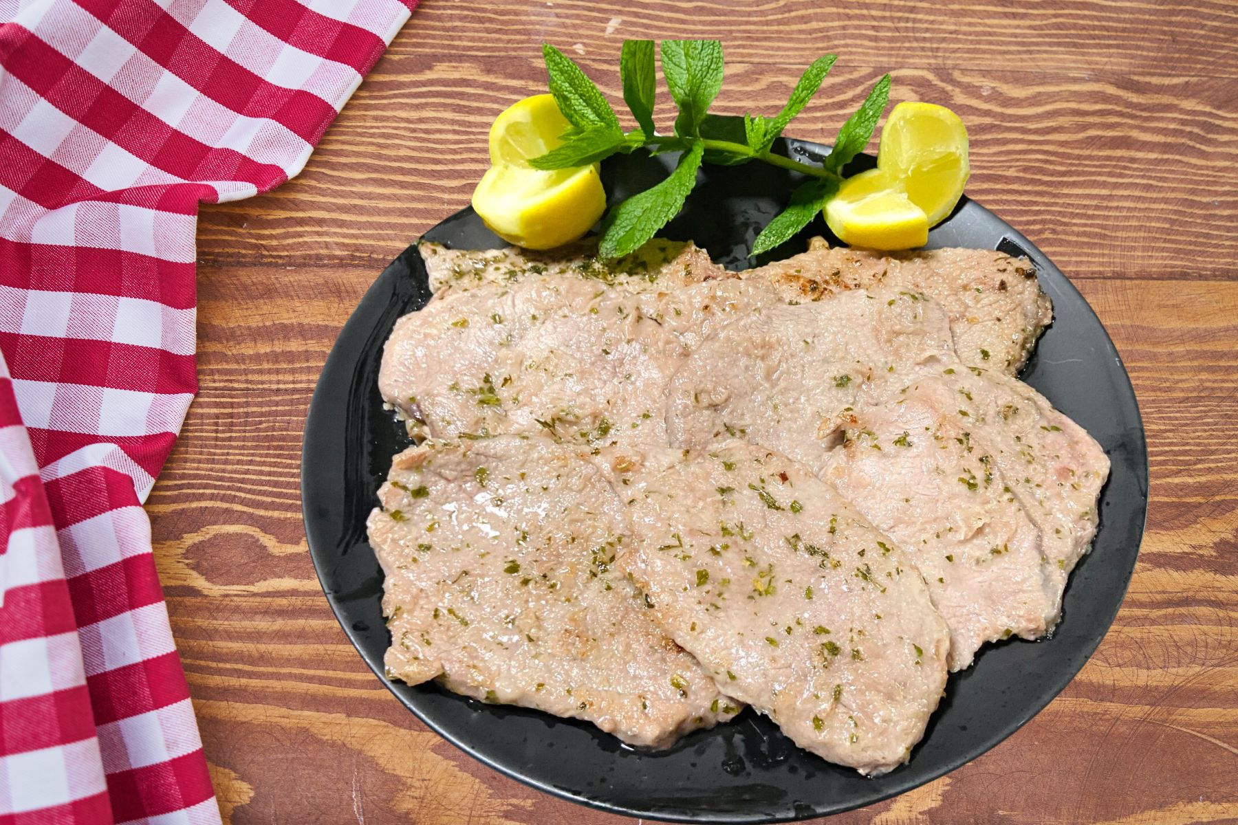 Escalopes com hortelã e limão