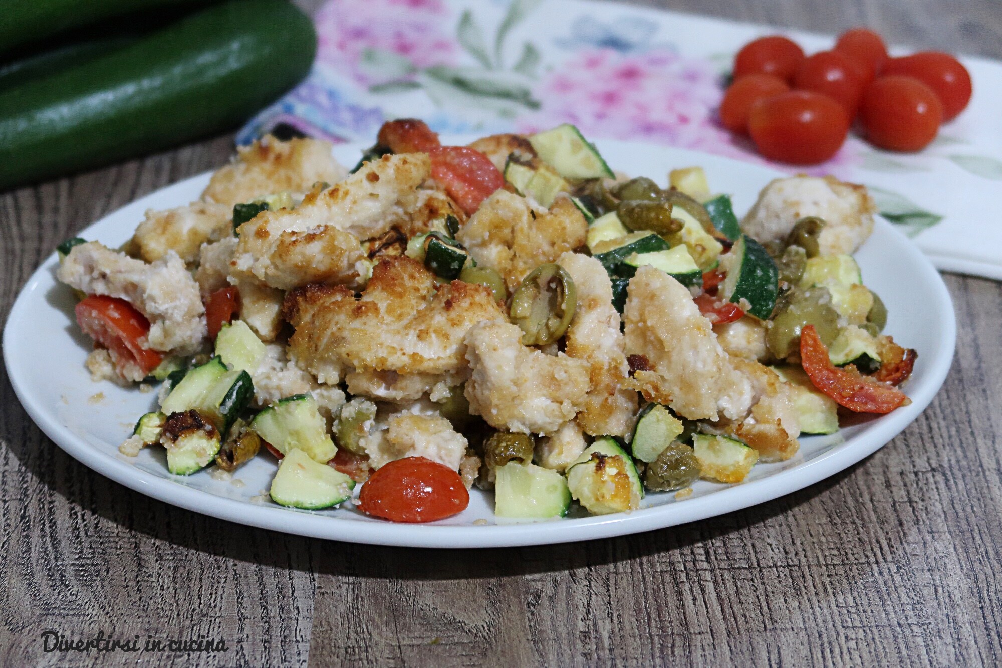 Tiras de frango à mediterrânea na fritadeira sem óleo