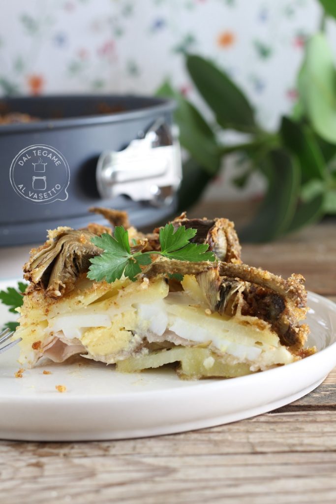 Torta de alcachofra e batata na fritadeira a ar