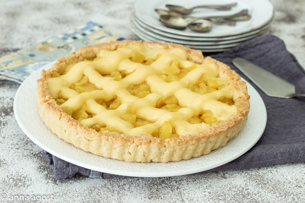 Torta quiltada de maçãs caramelizadas e creme
