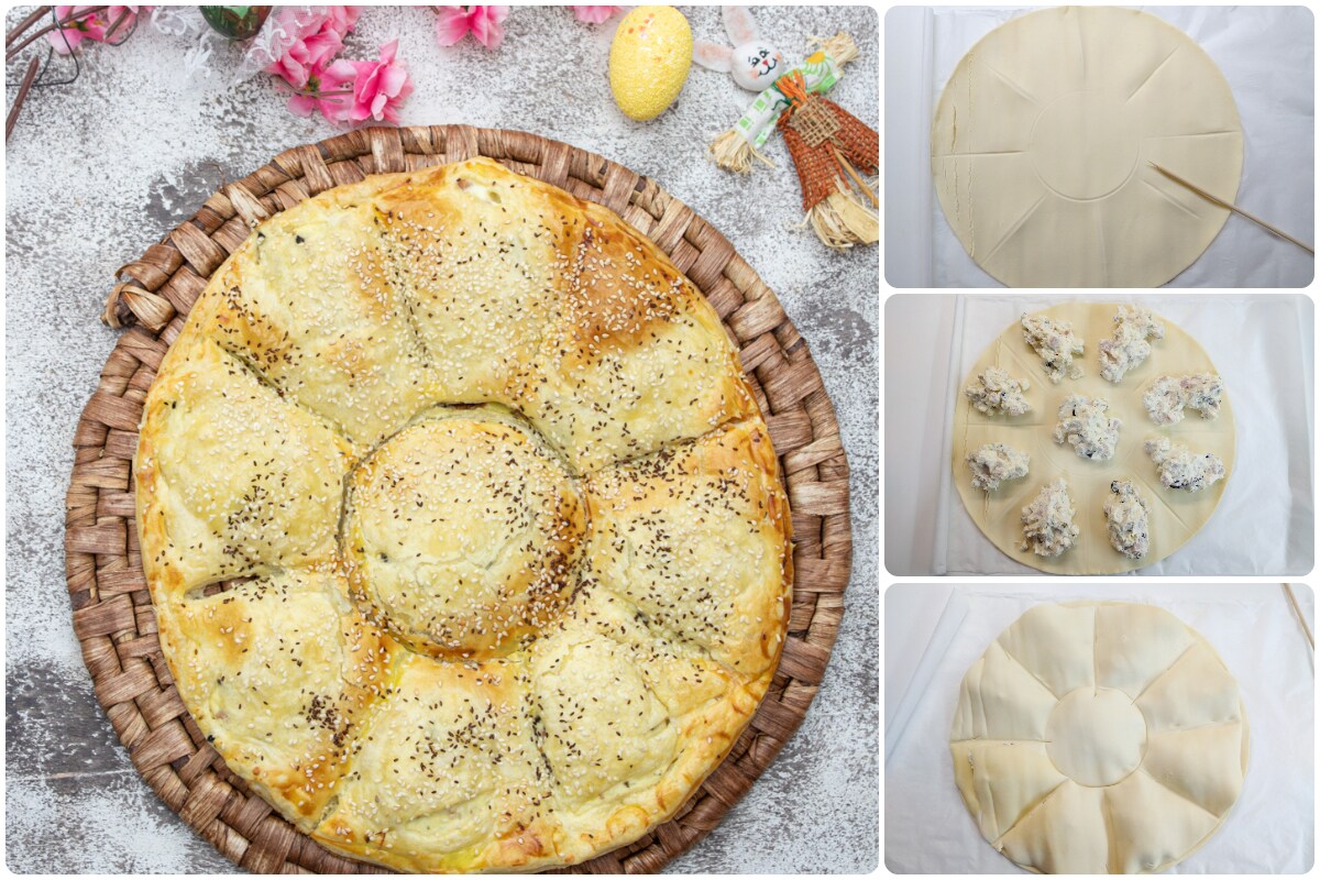 Torta salgada de massa folhada recheada