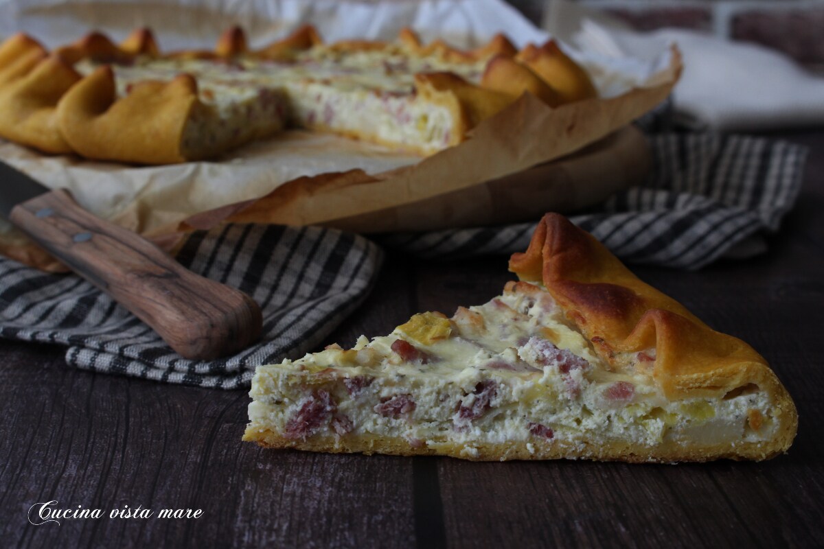 Torta salgada queijo e speck
