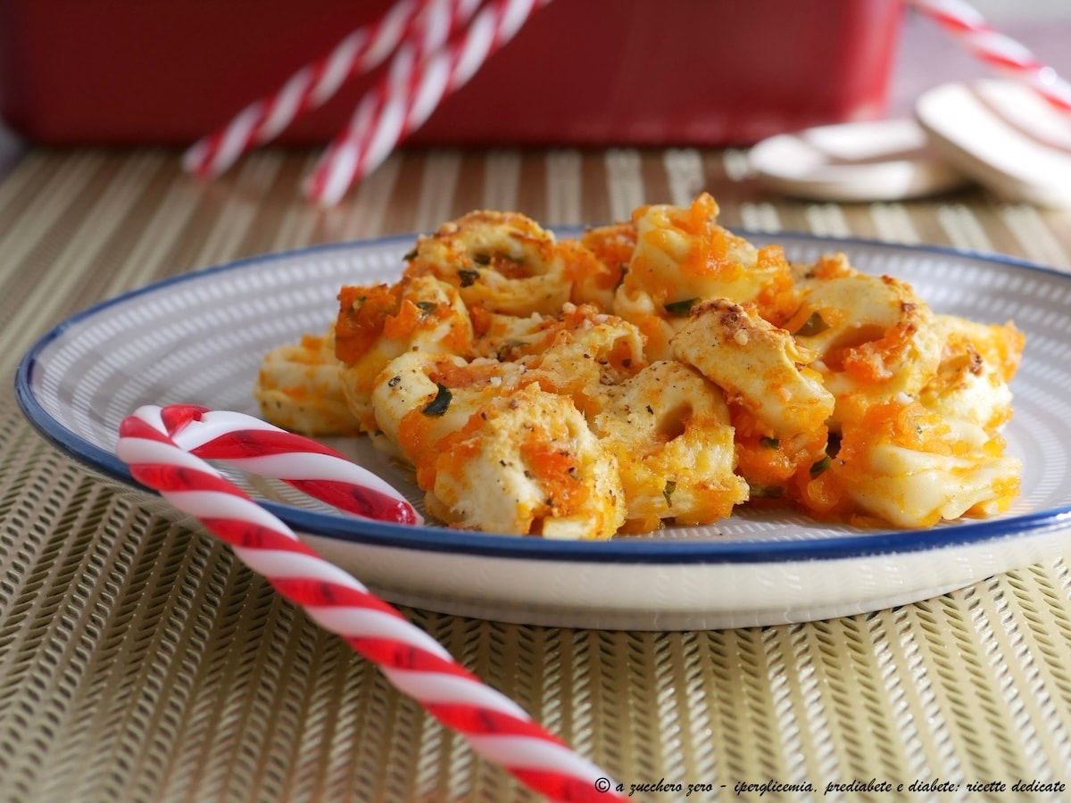 Tortellini de abóbora gratinados no forno