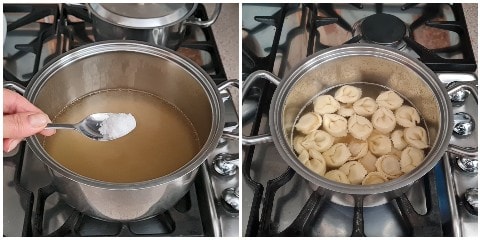 Tortellini em caldo, preparação