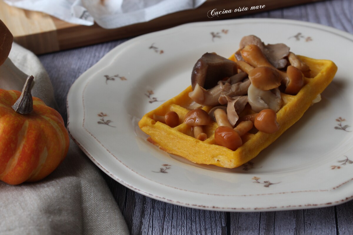 Waffle salgados de abóbora