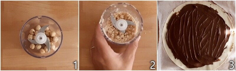 a. spalmare la nutella sulla pasta sfoglia rotonda