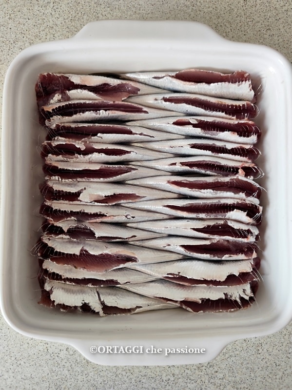 disporre le sarde nella teglia