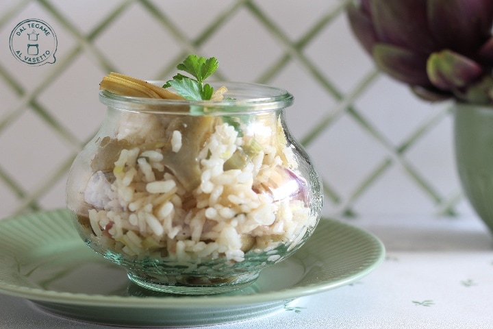 Arroz com alcachofras na vasocottura