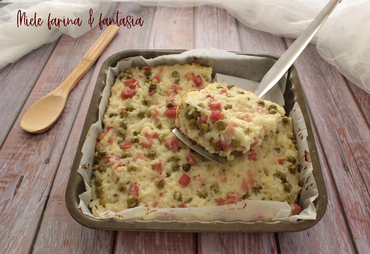 Arroz de forno com ervilhas e presunto