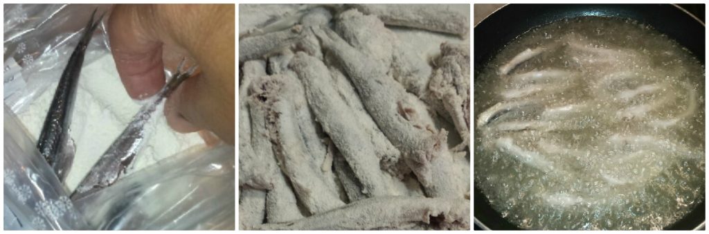 anchovas fritas enfarinhadas
