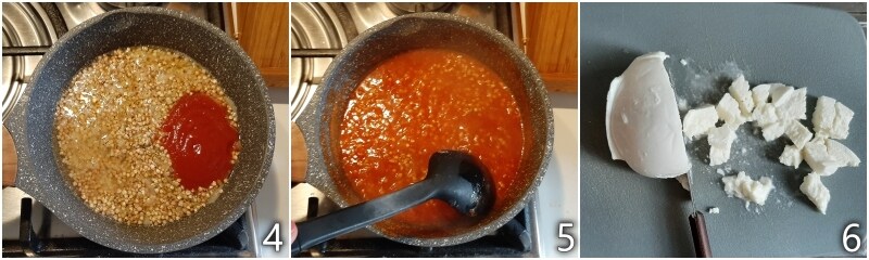 b. adicionar o purê de tomate ao trigo-sarraceno