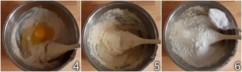 b. unire uova e farina