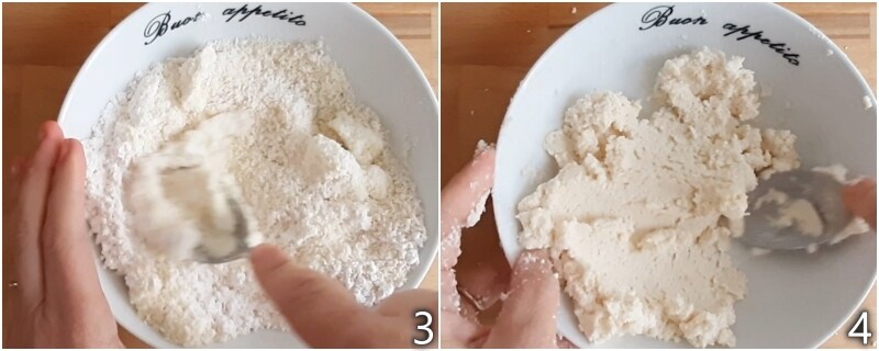 b. fazer uma massa com farinha de coco e ricota