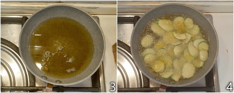 b. fritar as abobrinhas à scapece em azeite de oliva extravirgem