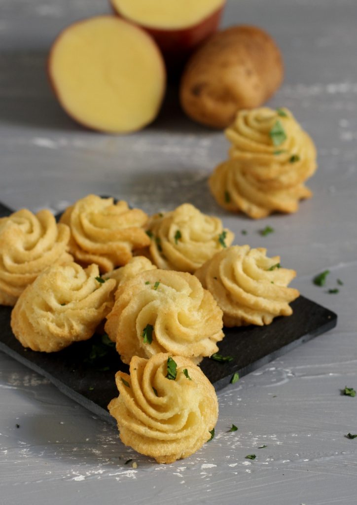 Batatas duchesse assadas