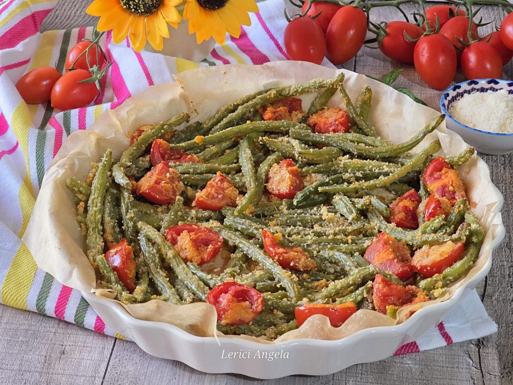 Vagem gratinada à moda mediterrânea