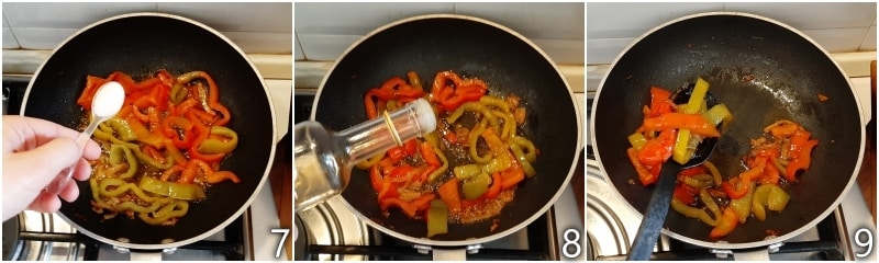 c. cozinhar separadamente os pimentões agridoce