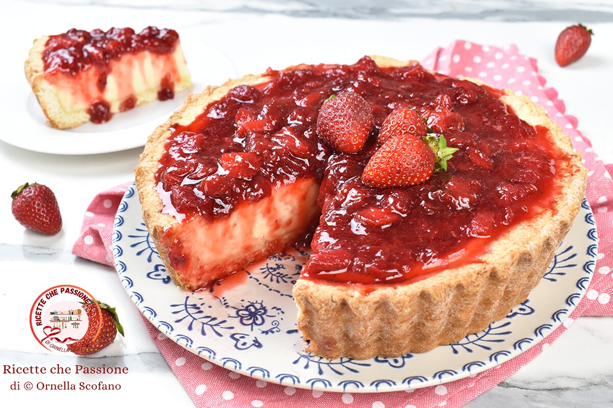 Cheesecake assada com morangos ou torta cheesecake
