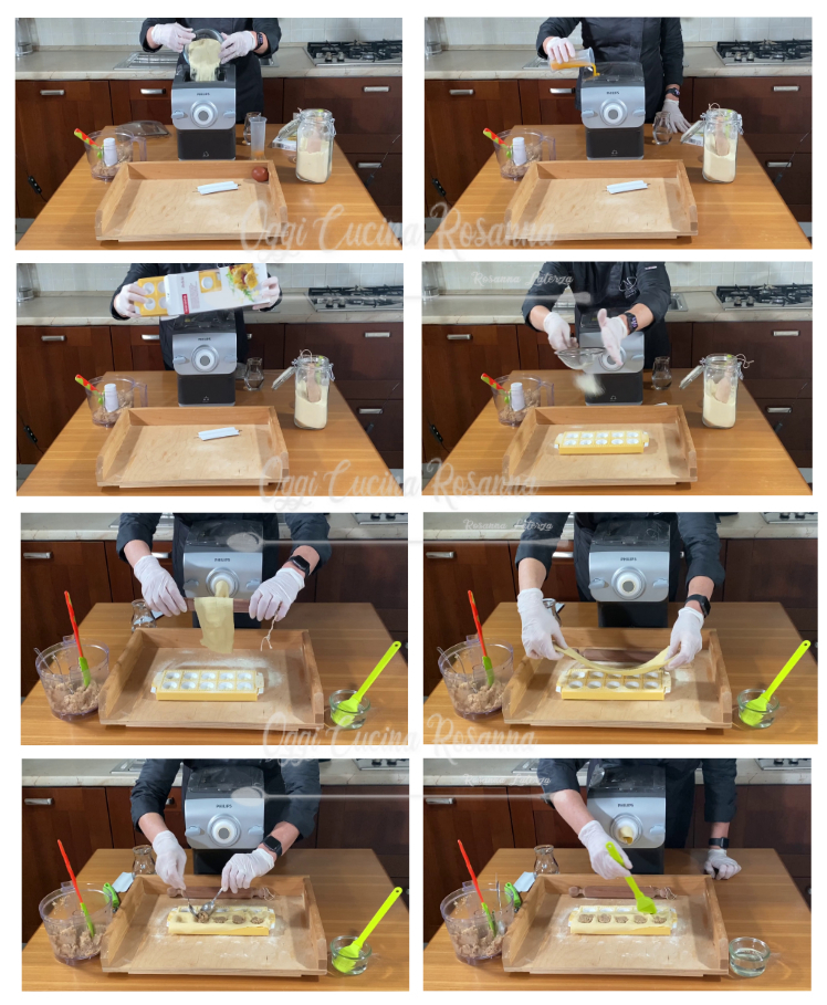 Ravioli feitos em casa com recheio de carne - receita com Pasta Maker -