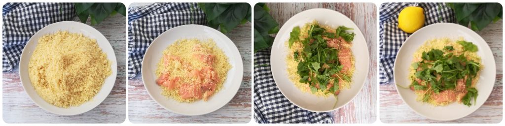 Couscous salmão e rúcula