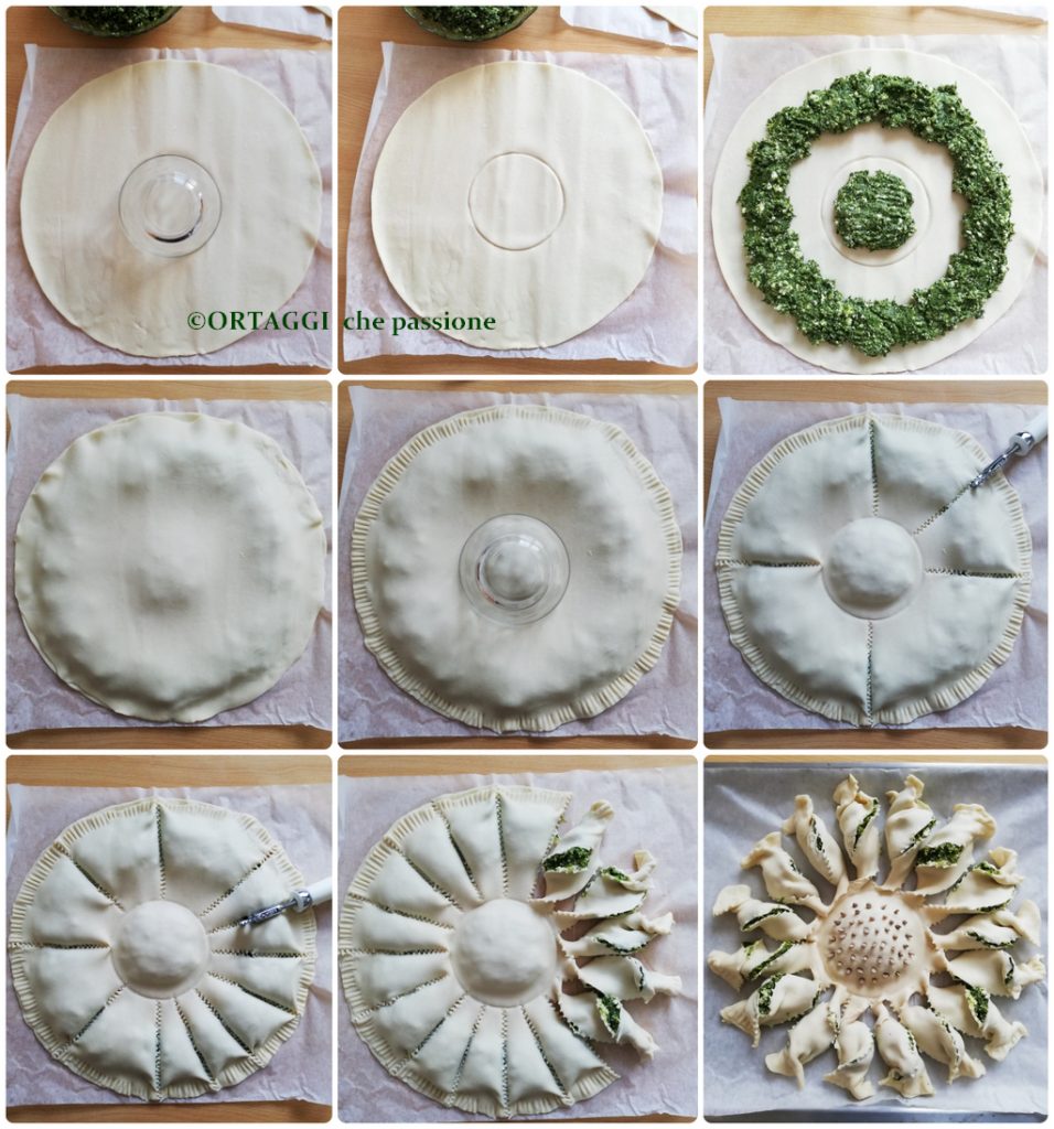 compor o girasole de massa folhada com vegetais
