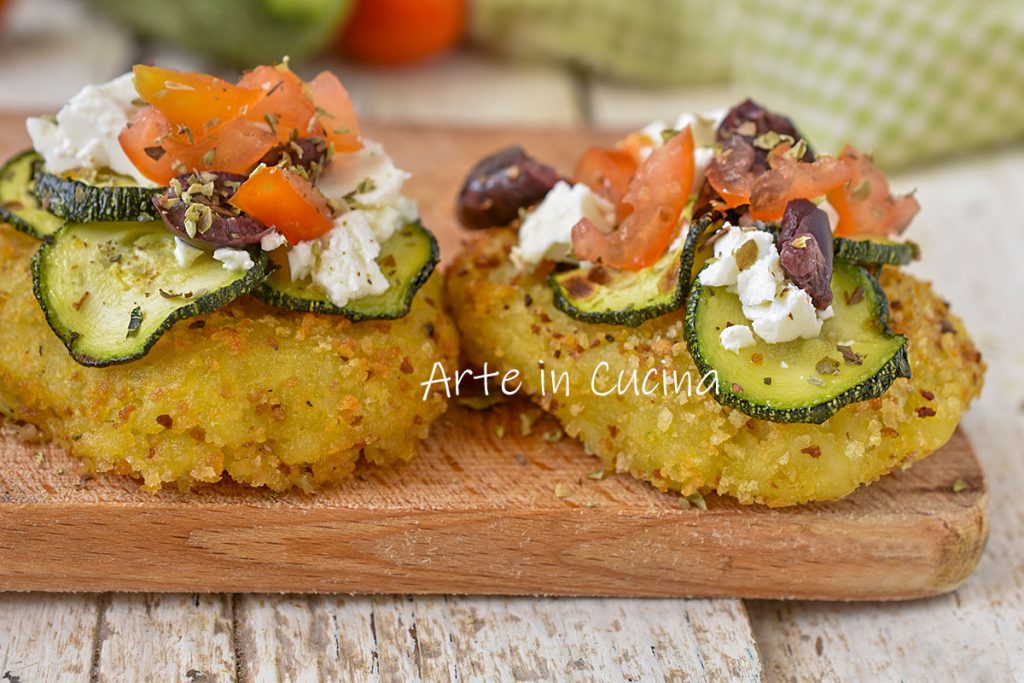 CROSTINI de BATATA com tomates e abobrinhas