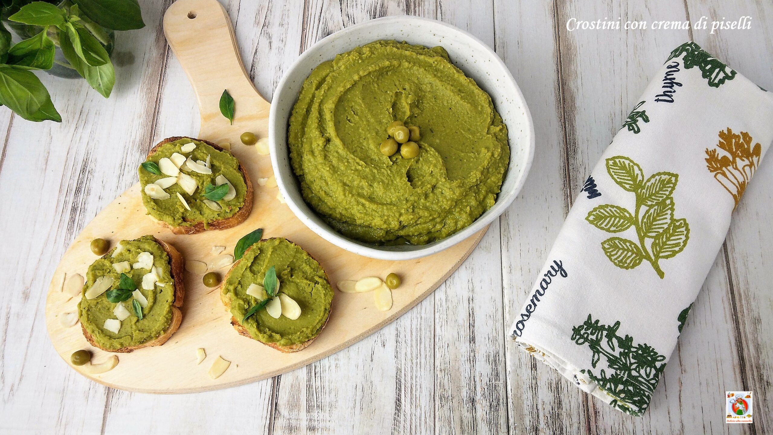 Crostini com creme de ervilhas vegano: o aperitivo fresco e saboroso que você não espera