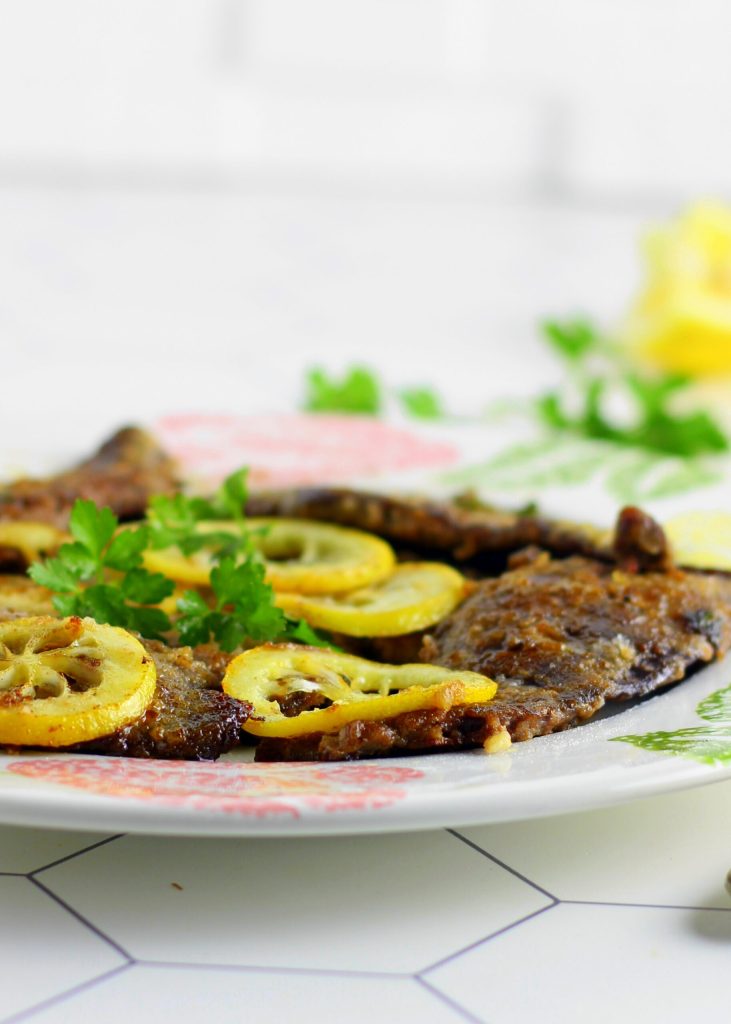 Escalopes de coração na frigideira