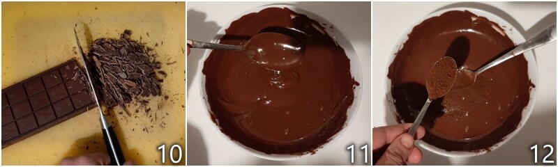 d. fondere il cioccolato a bagnomaria per la torta mocha mousse