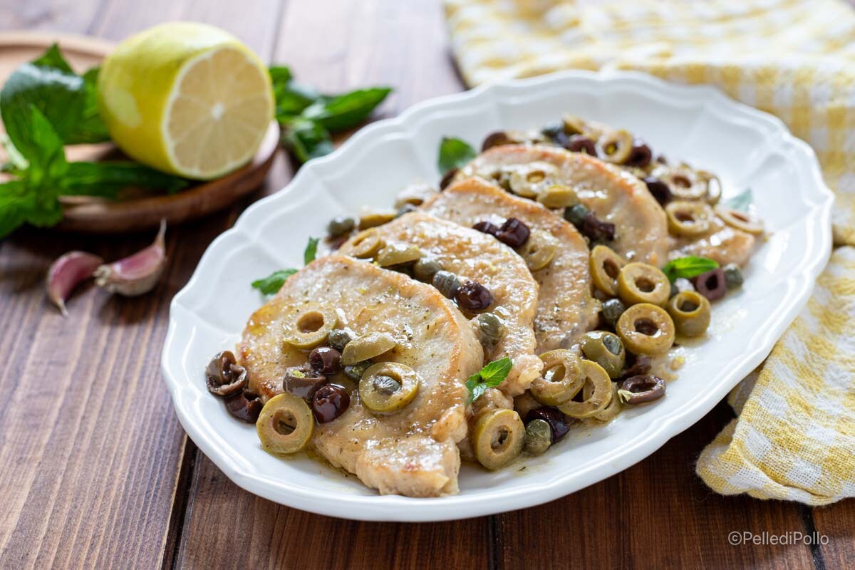 Escalopes de porco com azeitonas