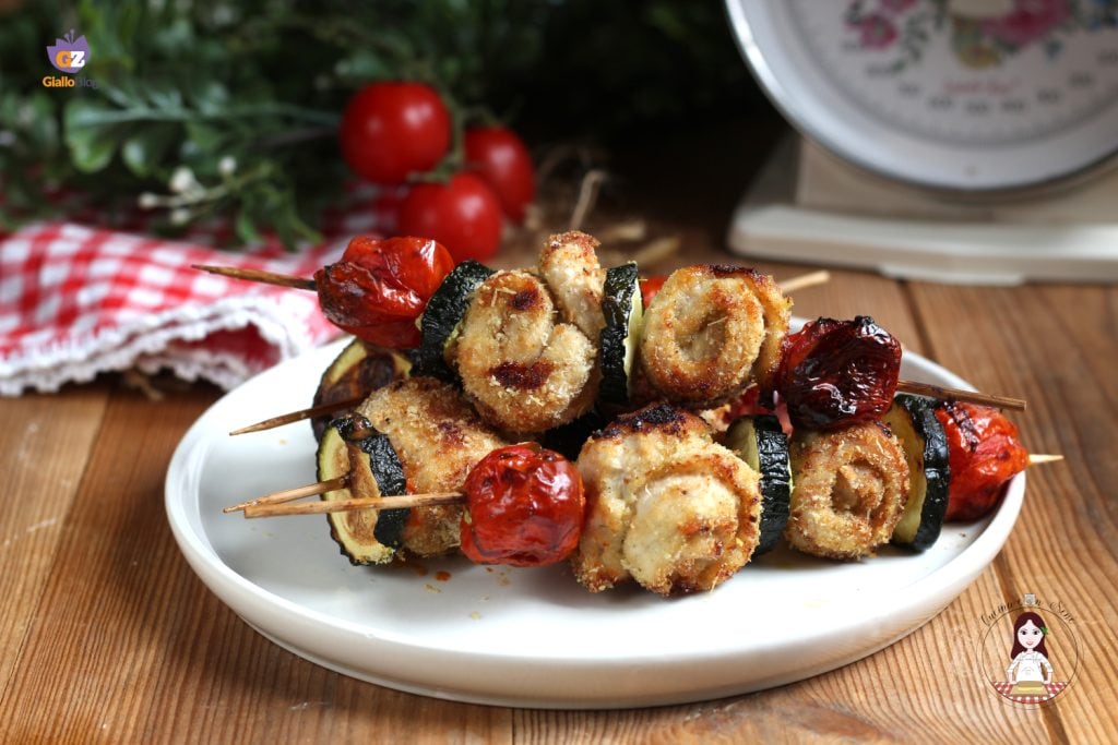 Espetinhos de rolinhos de frango