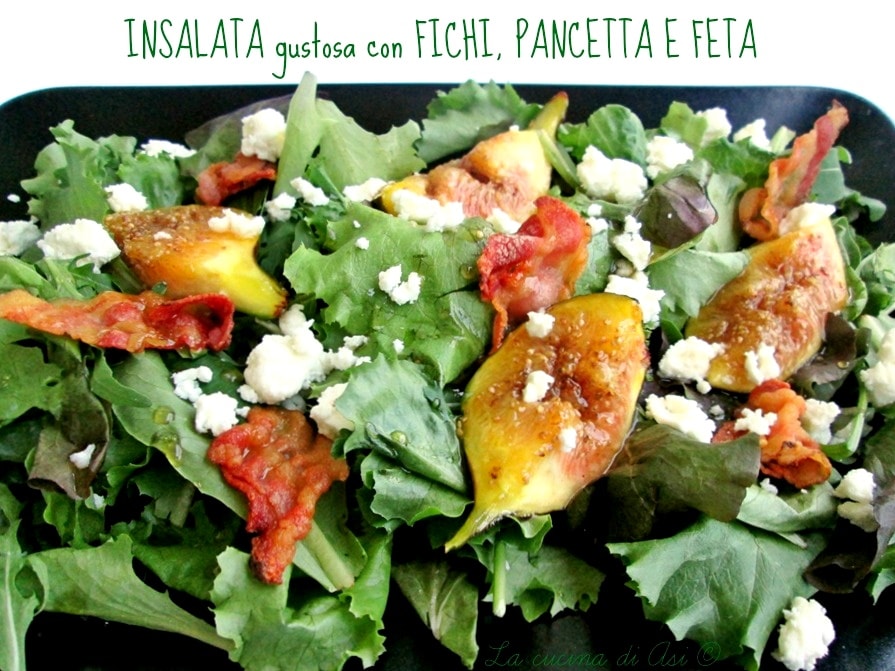 Salada gostosa com figos, bacon e feta