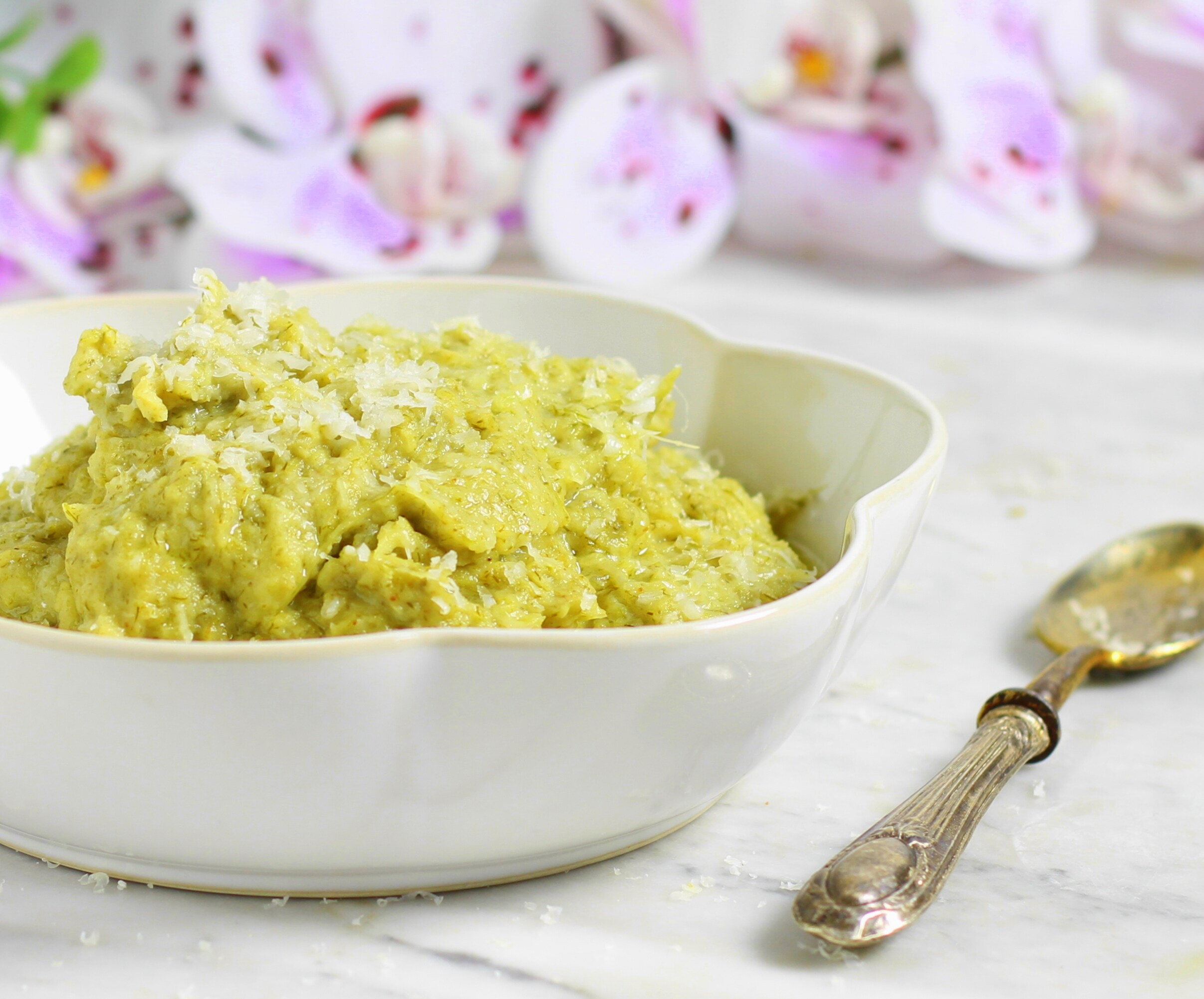 Purê de erva-doce com creme de leite e parmesão