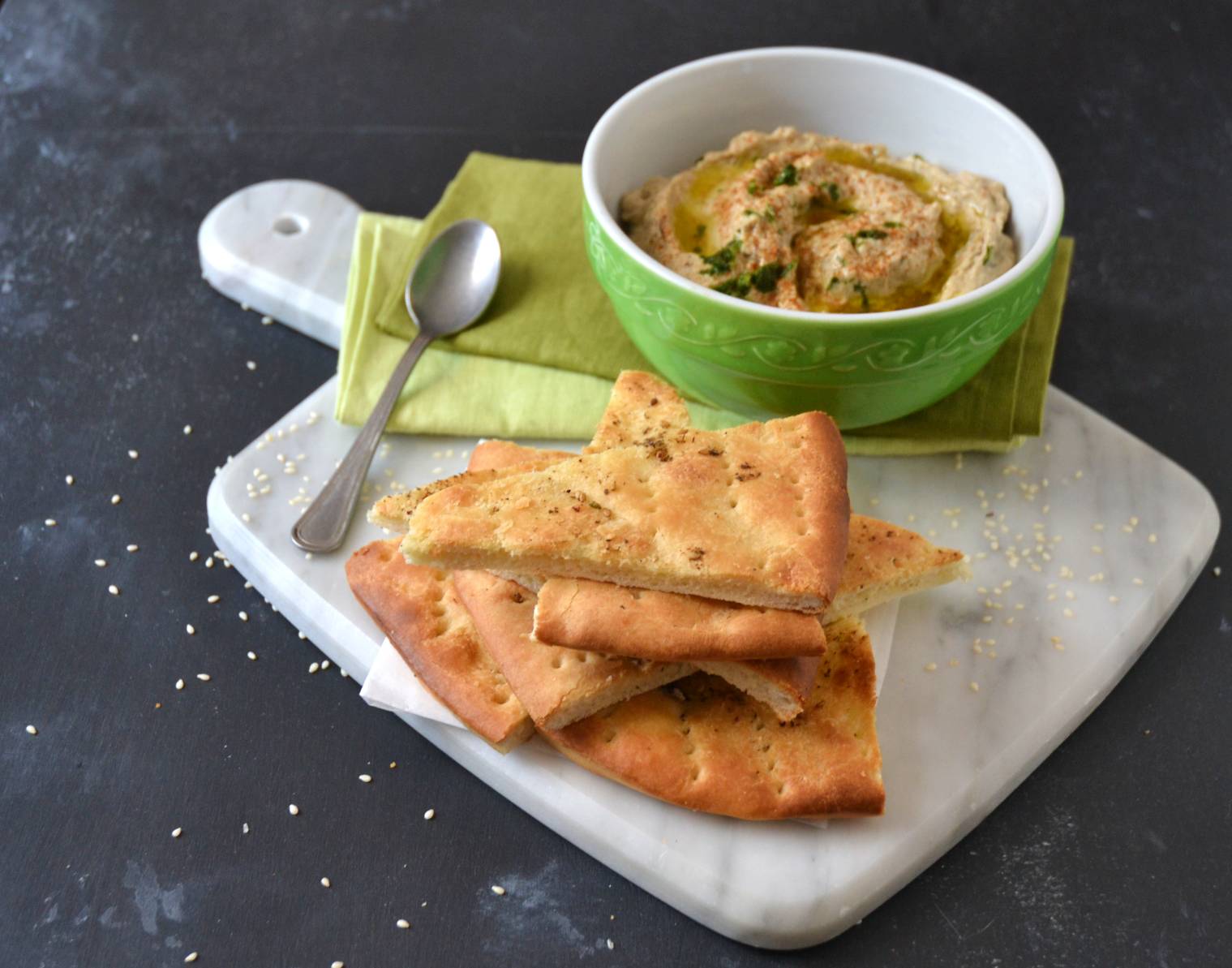 Focaccia com Za’atar e Babaganoush