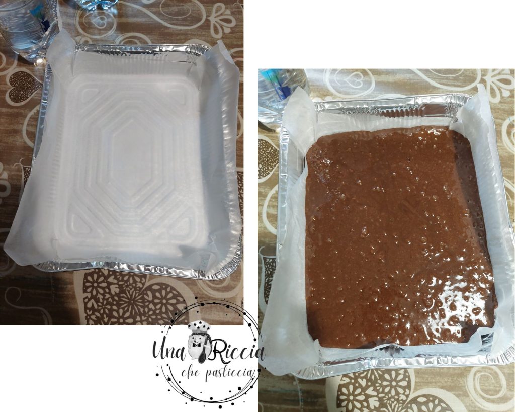 forma e cozimento brownies com chocolate ao leite