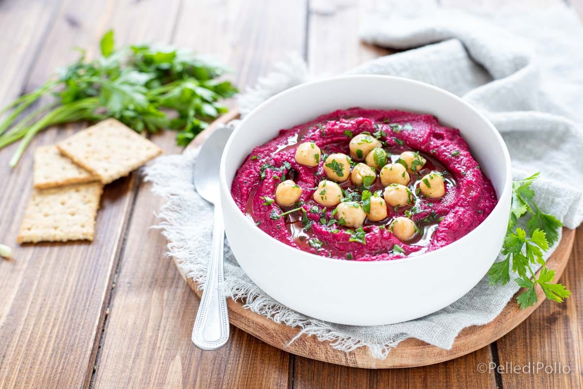 Hummus de beterraba e grão-de-bico