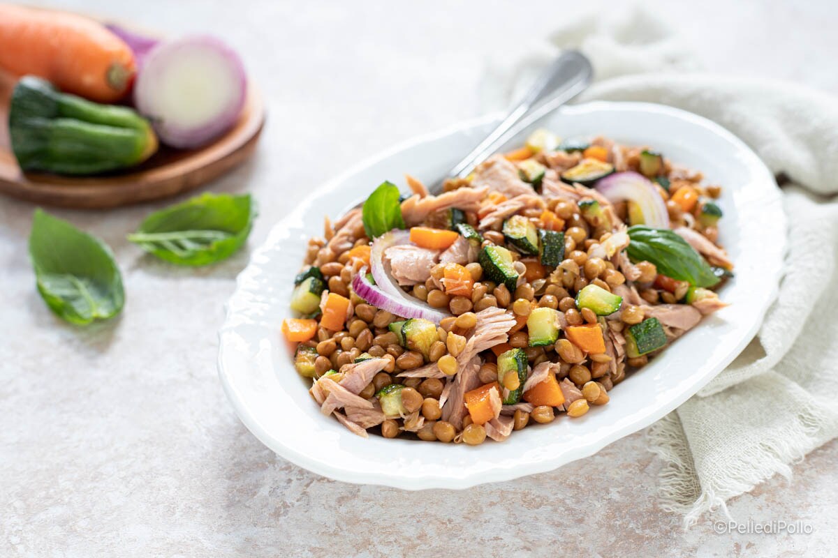 Salada de lentilhas e atum