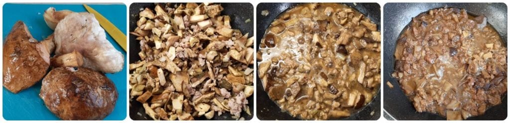 lasanha branca com cogumelos e linguiça