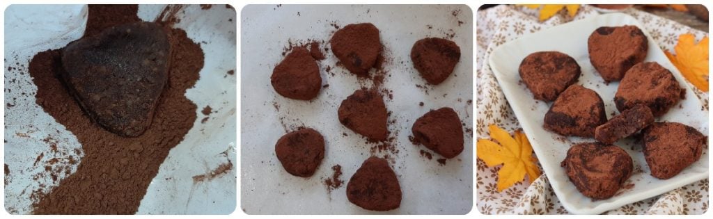 Docinhos de castanha com cacau
