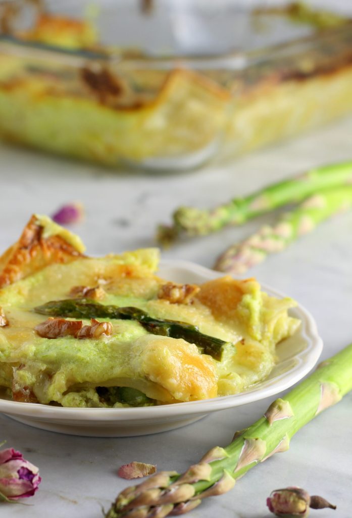 Lasanha com aspargos emmental e parmesão